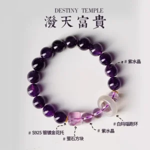 natural amethyst "splashing wealth" bracelet for women, nine purple fire ashore, uruguayan birthday gift, sugar cube