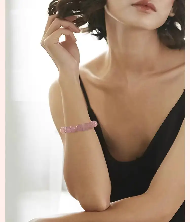 natural madagascar rose quartz grapefruit pink bracelet and hetian jade love bracelet, exquisite and elegant gift for girlfriend.