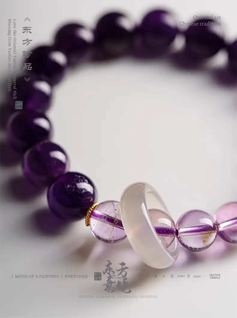 natural amethyst "splashing wealth" bracelet for women, nine purple fire ashore, uruguayan birthday gift, sugar cube